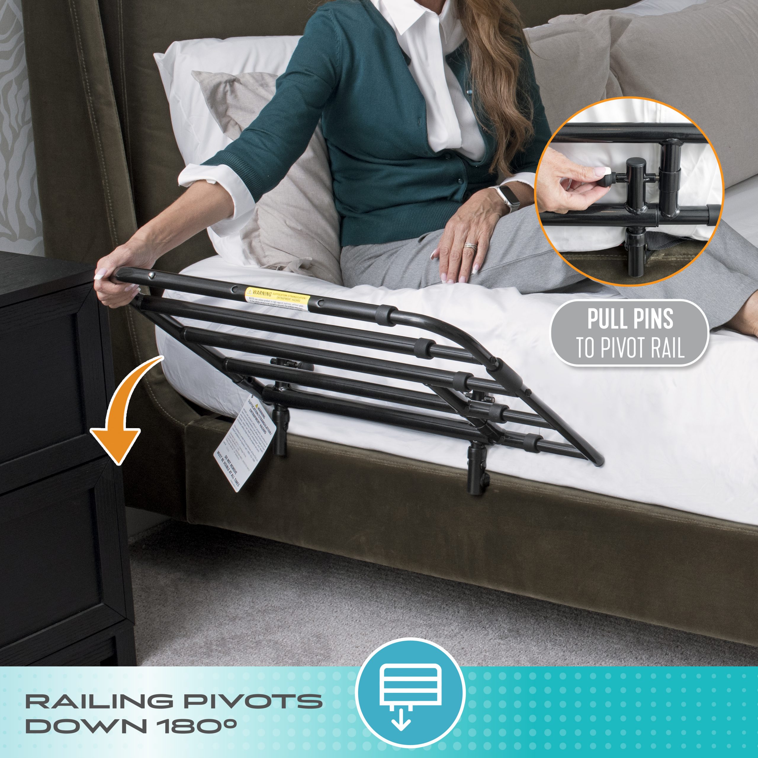 8020 Wonder Pivot Bed Rail Tall - Image 4