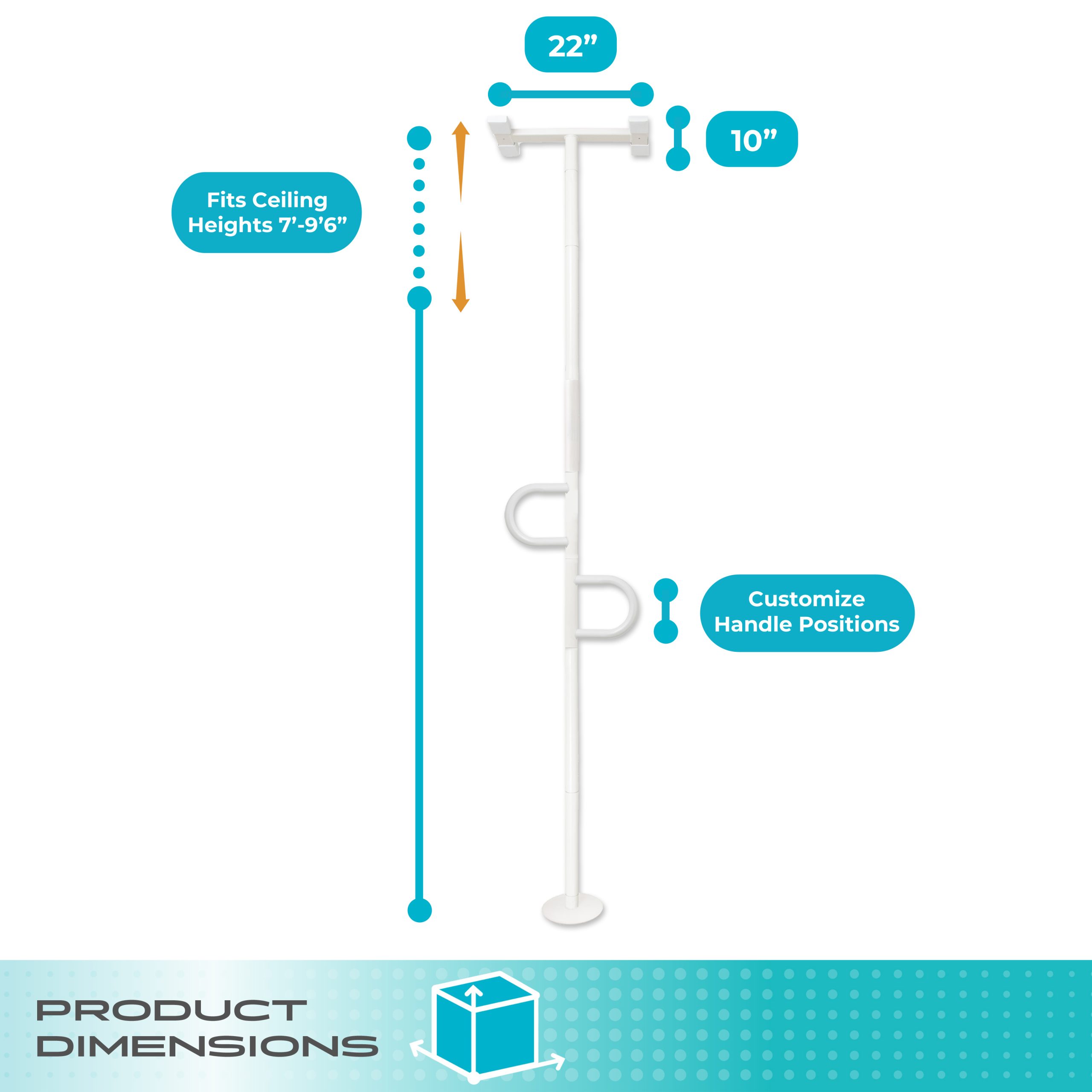 8142 Double Handle Floor to Ceiling Grab Bar - Image 8