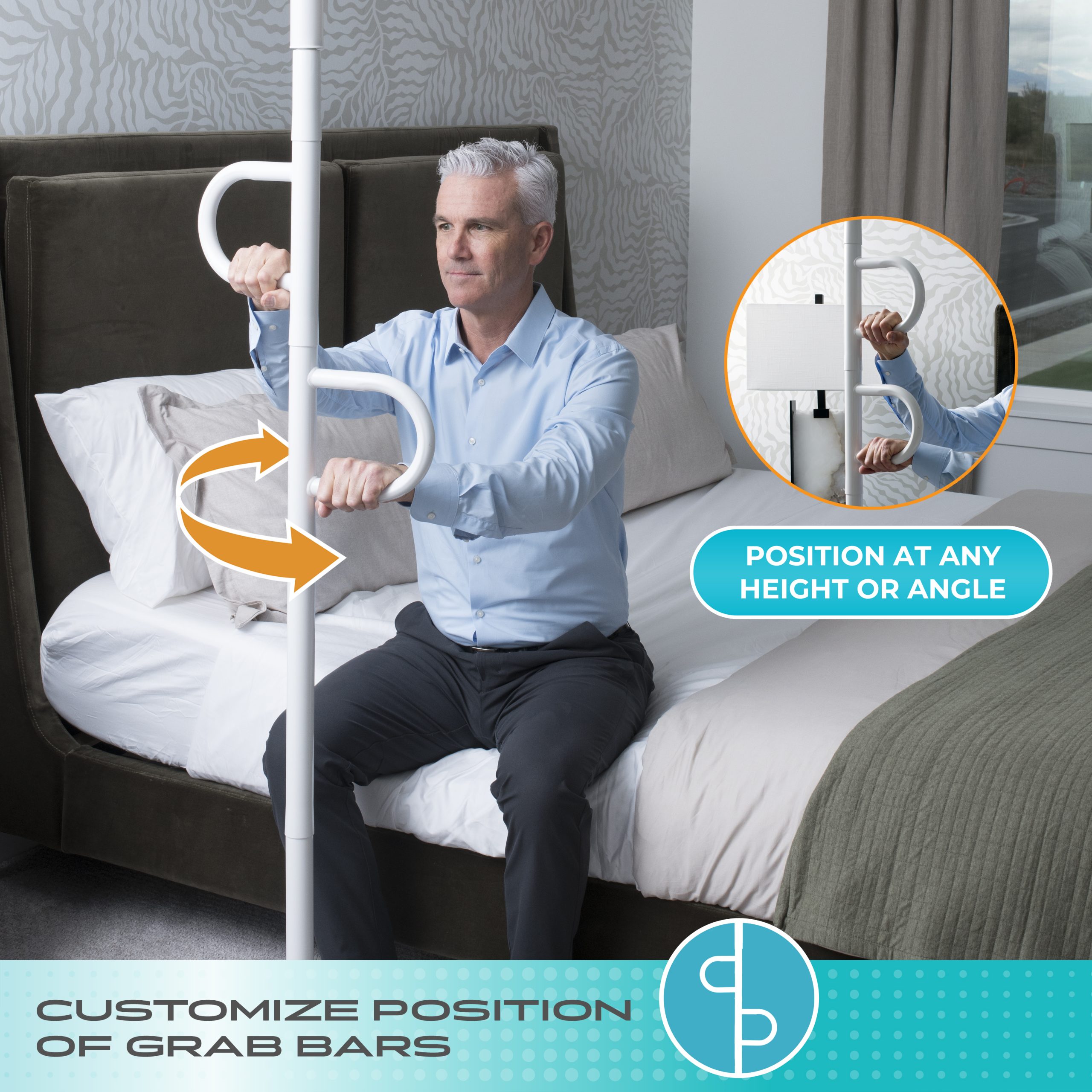 8142 Double Handle Floor to Ceiling Grab Bar - Image 4