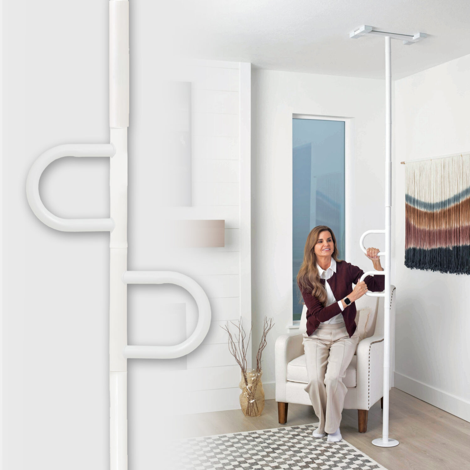 8142 Double Handle Floor to Ceiling Grab Bar
