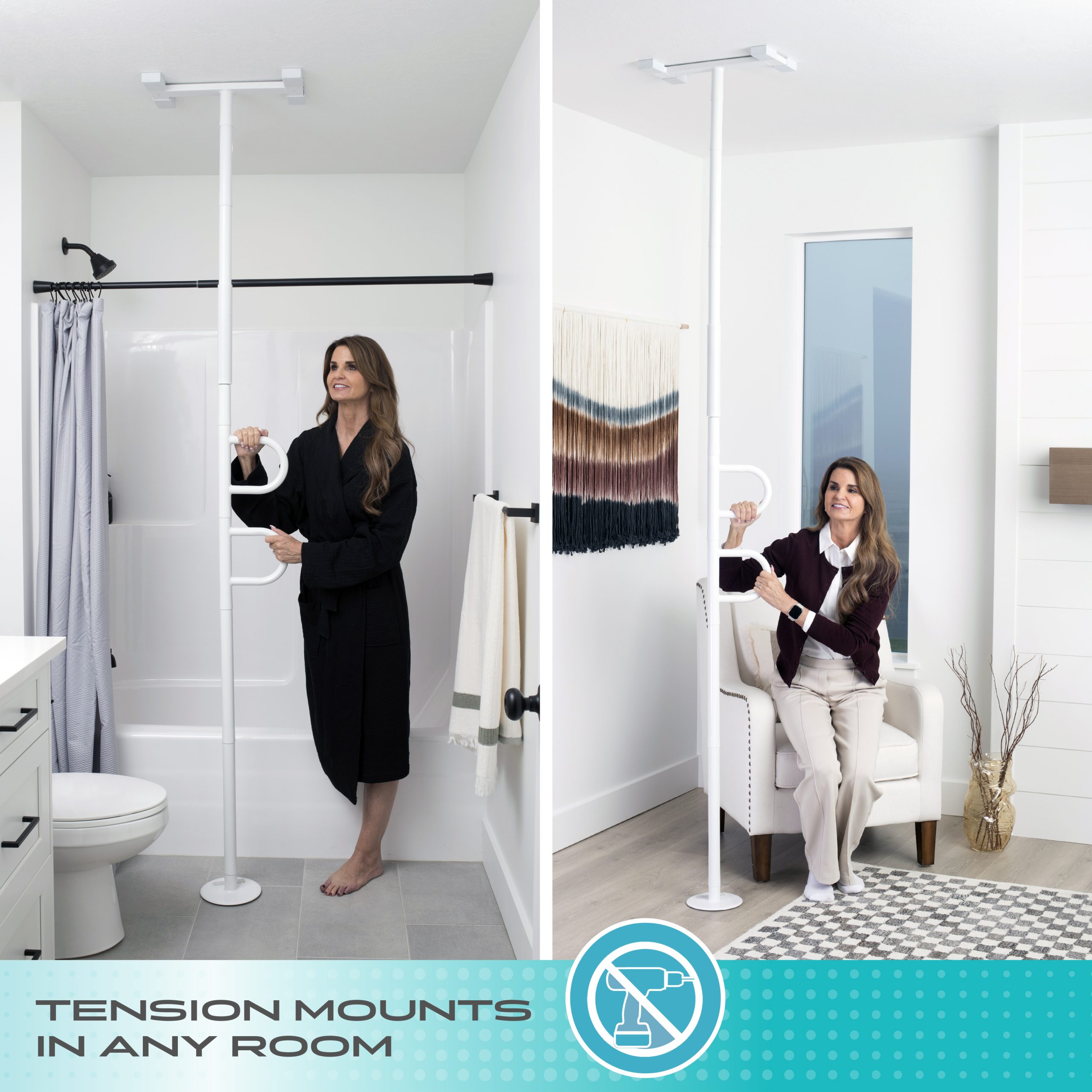 8142 Double Handle Floor to Ceiling Grab Bar - Image 3
