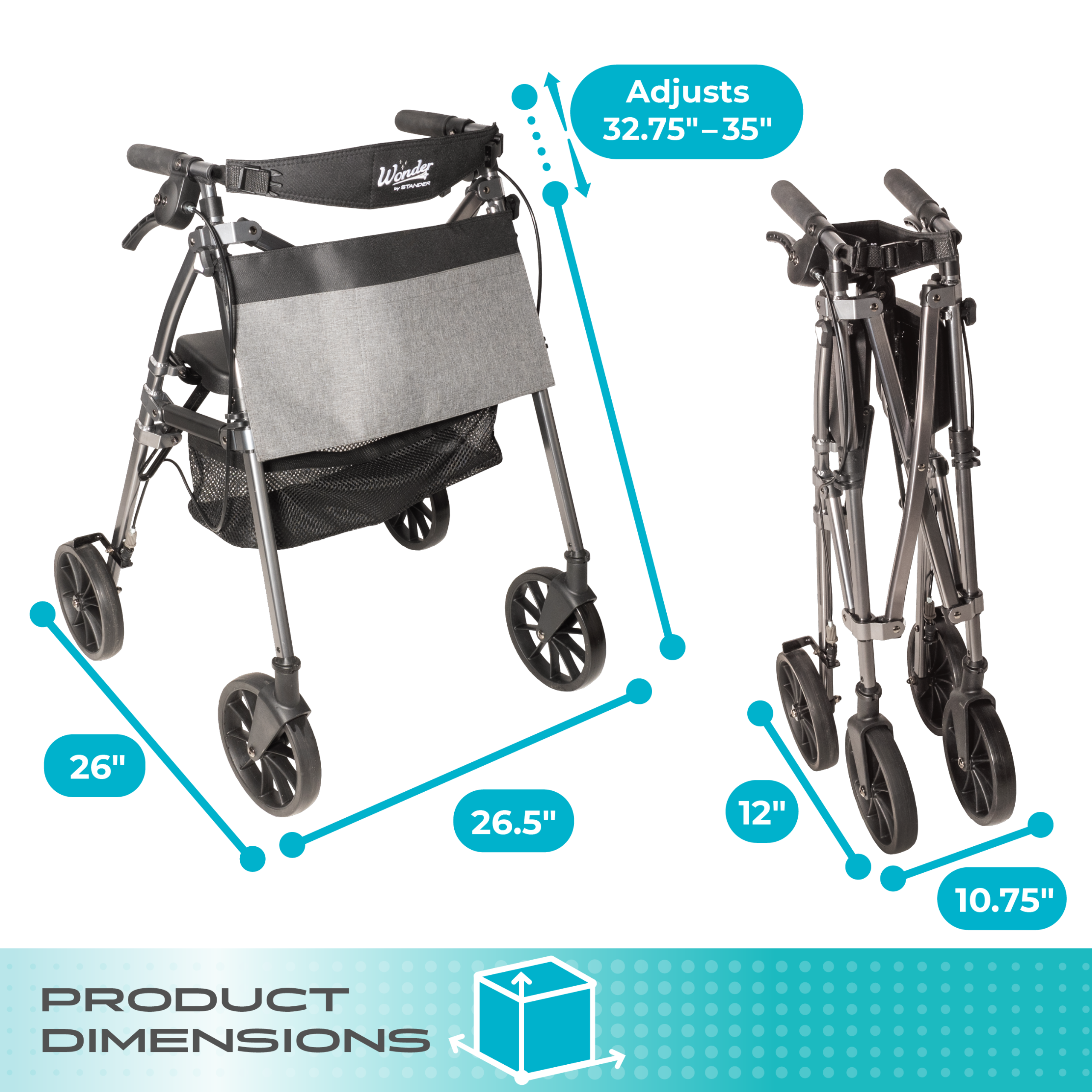 4395 Wonder Rollator Plus with 8" Wheels - Image 6