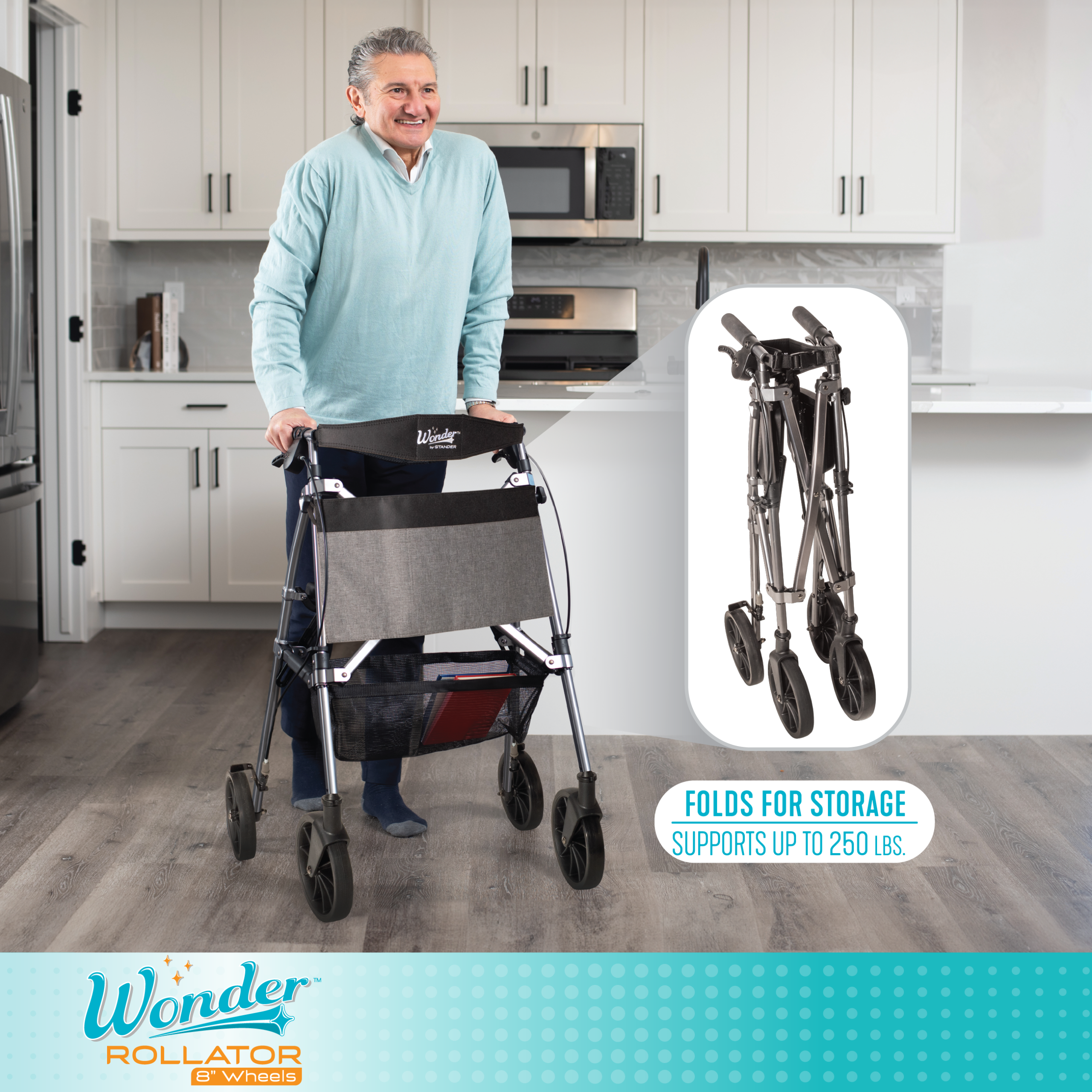 4395 Wonder Rollator Plus with 8" Wheels - Image 2
