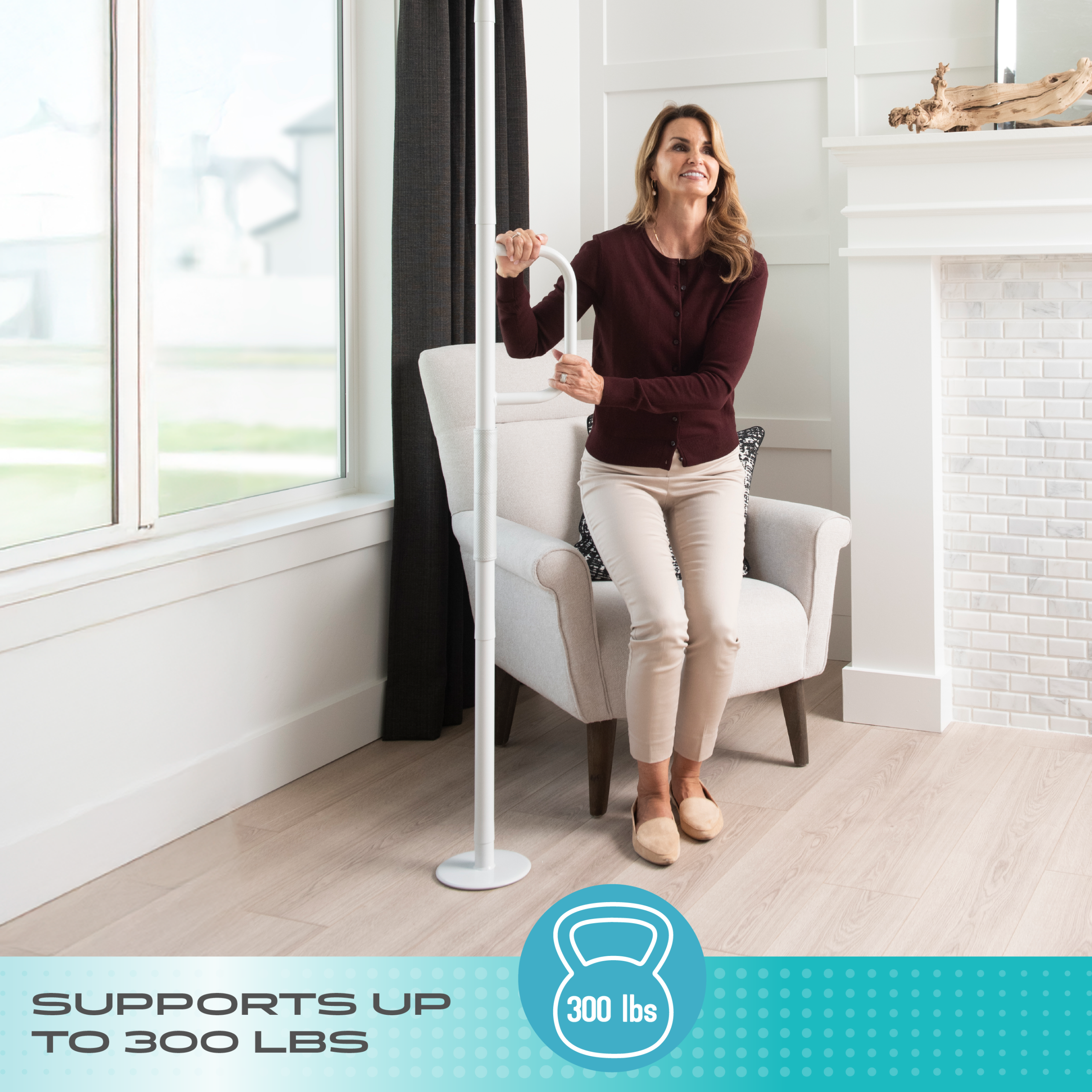 8140 Single Handle Floor to Ceiling Grab Bar - Image 8
