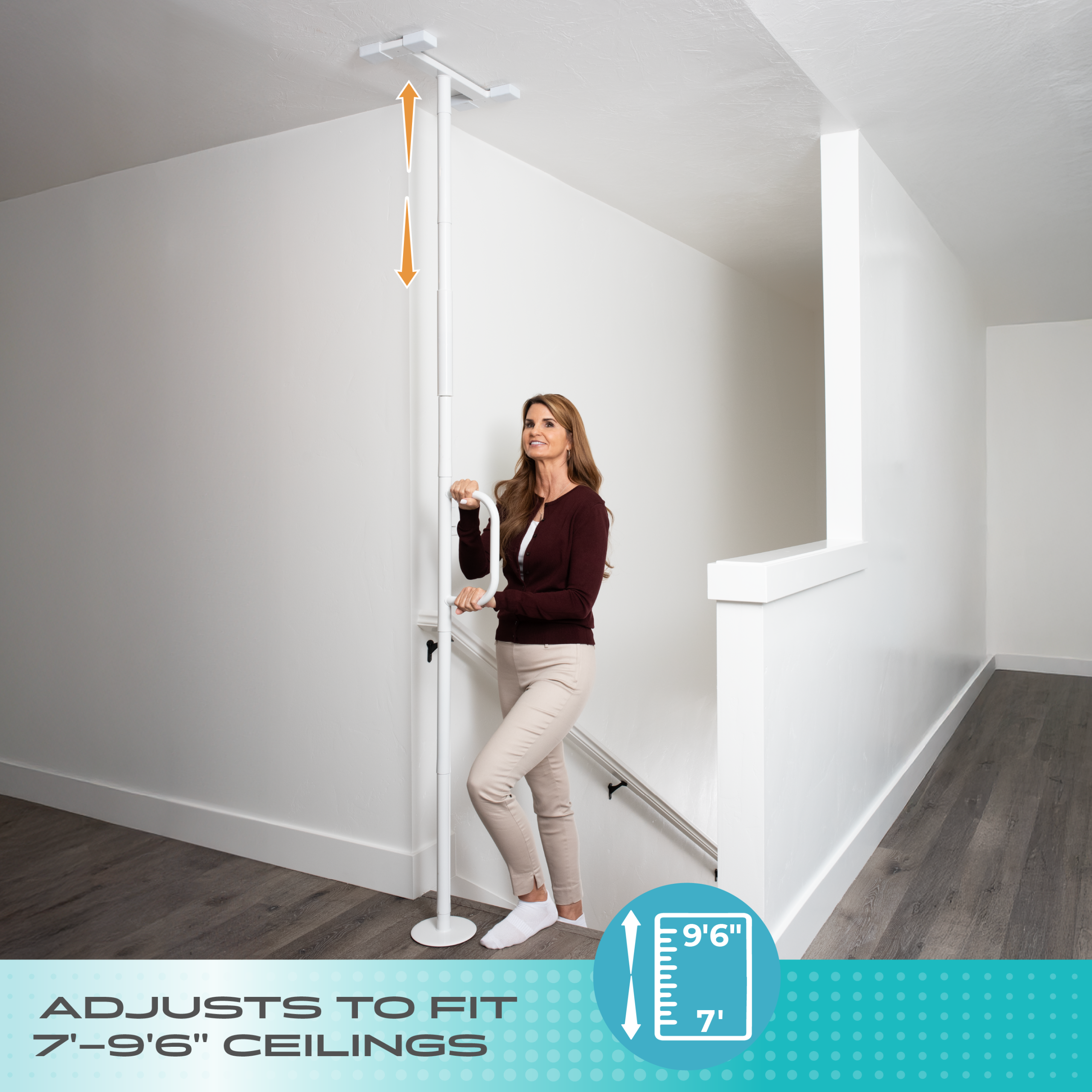 8140 Single Handle Floor to Ceiling Grab Bar - Image 4