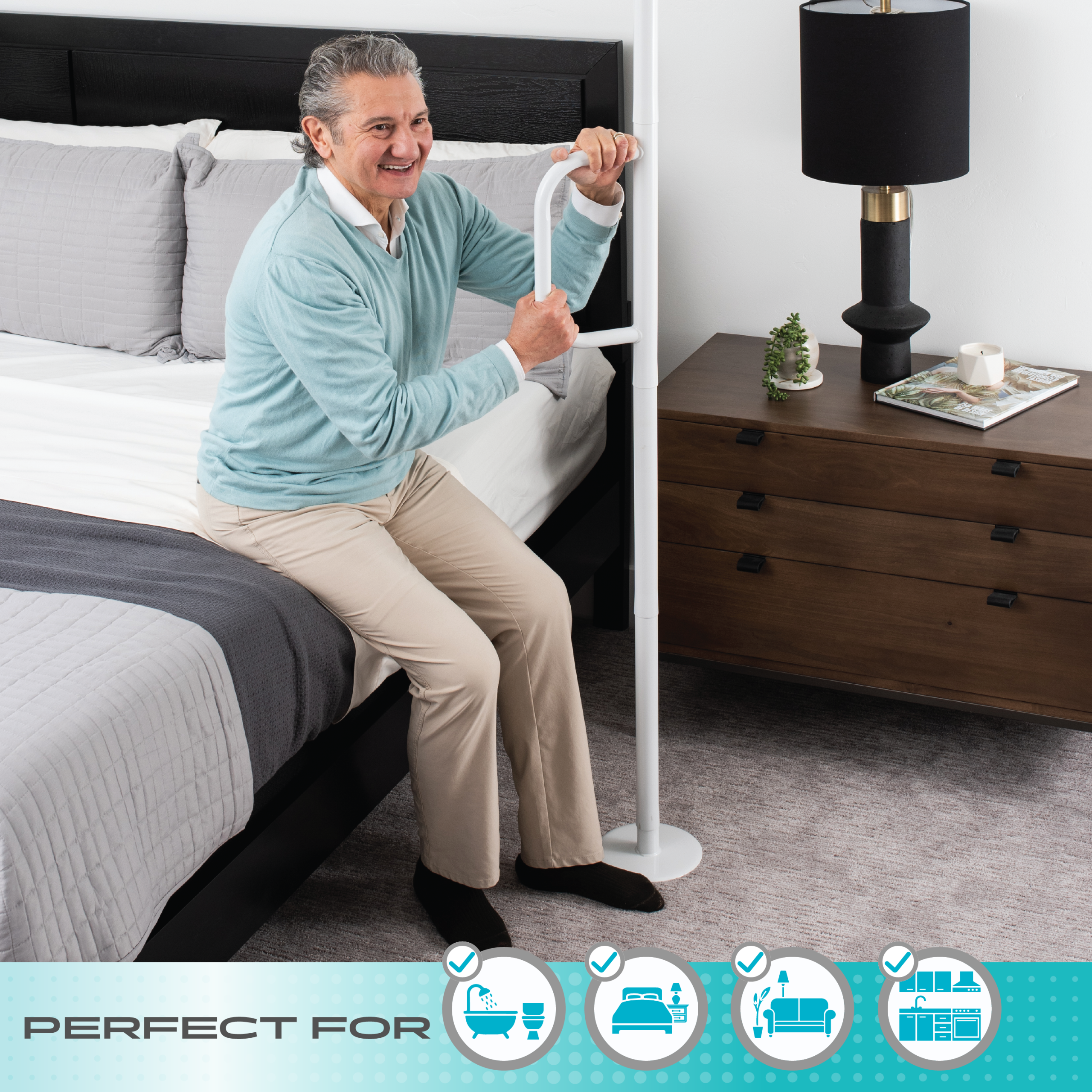8140 Single Handle Floor to Ceiling Grab Bar - Image 5